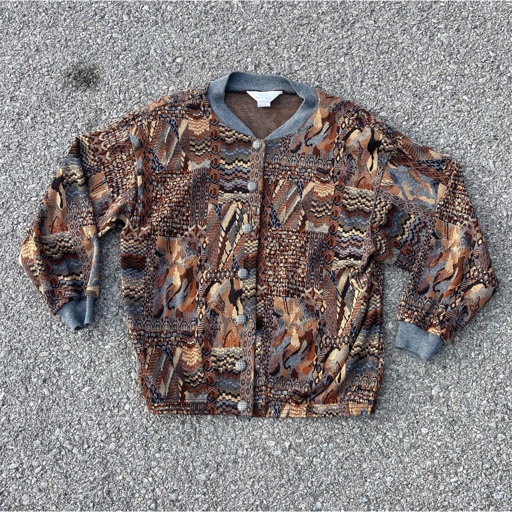 Brown Multicolored Neutral Womens Cardigan